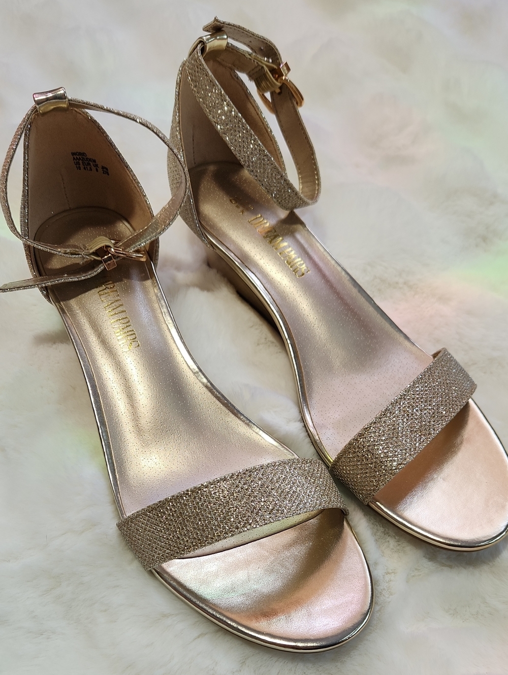 Dream Pairs Metallic Rose Gold Ankle-Strap Heels